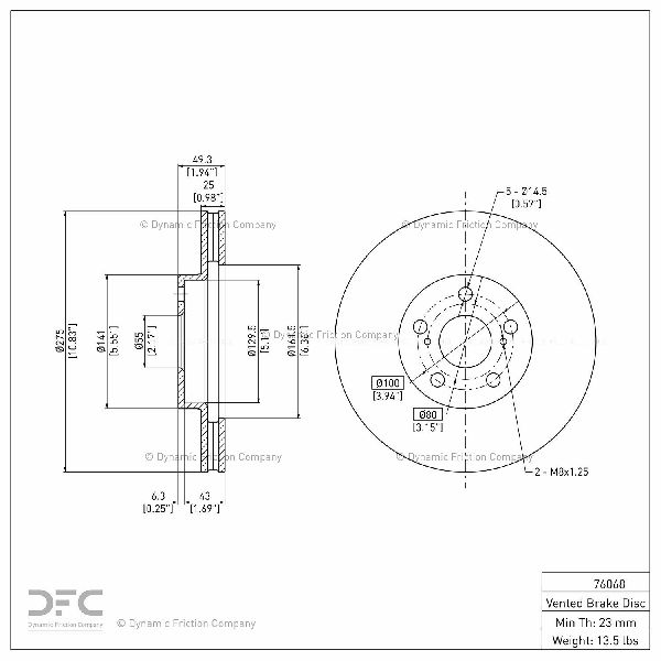 2005-2010 Scion tC Disc Brake Rotor - Front (Dynamic Friction)