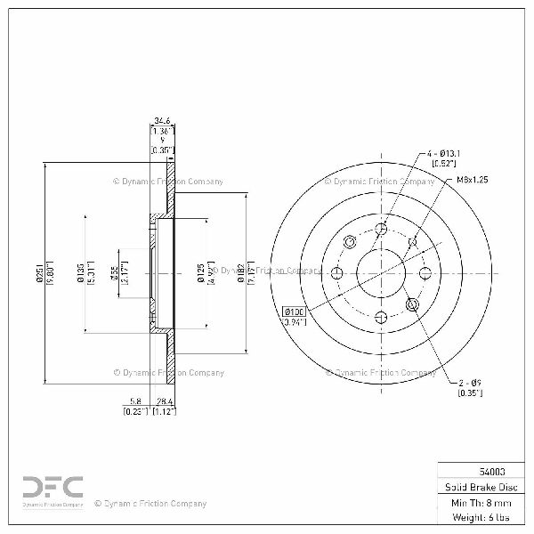 1990-1998 Mazda Protege Disc Brake Rotor - Rear (Dynamic Friction)