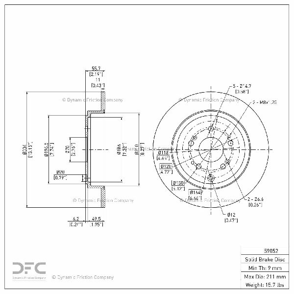 2006-2014 Honda Ridgeline Disc Brake Rotor - Rear (Dynamic Friction)