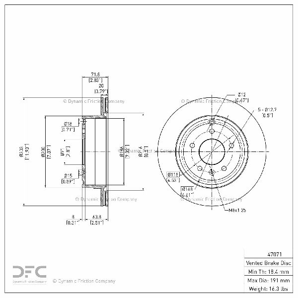 2007-2009 Chevrolet Equinox Disc Brake Rotor - Rear (Dynamic Friction)