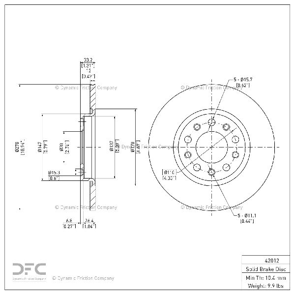 2014-2022 Jeep Cherokee Disc Brake Rotor - Rear (Dynamic Friction)