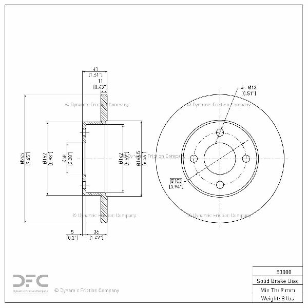 1991-1998 Saturn SL1 Disc Brake Rotor - Rear (Dynamic Friction)