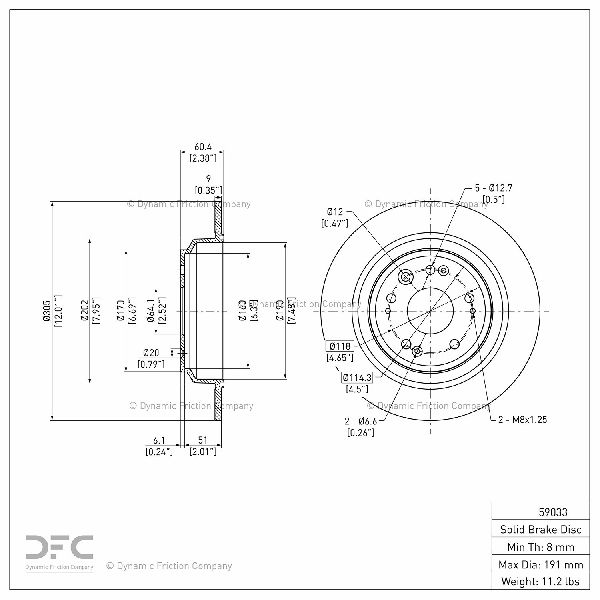 2012-2015 Honda Crosstour Disc Brake Rotor - Rear (Dynamic Friction)