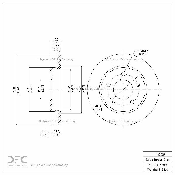 2004-2013 Mazda 3 Disc Brake Rotor - Rear (Dynamic Friction)