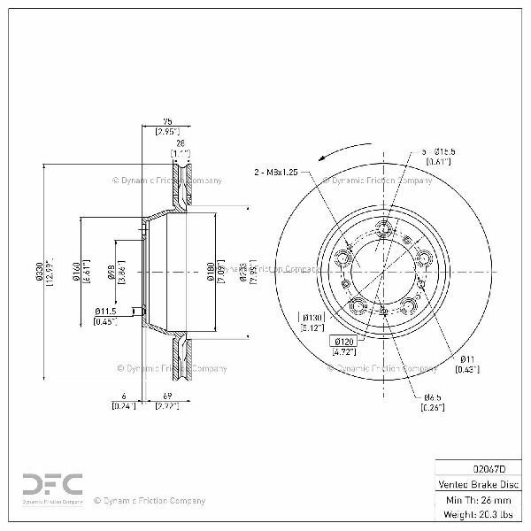 2017-2023 Porsche Panamera Disc Brake Rotor - Rear Left (Dynamic Friction)