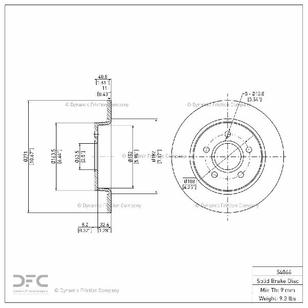 2012-2018 Ford Focus Disc Brake Rotor - Rear (Dynamic Friction)