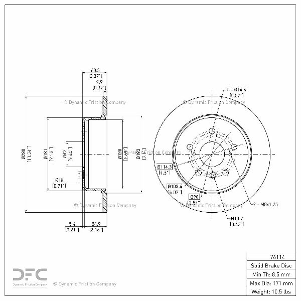 2001-2003 Toyota Highlander Disc Brake Rotor - Rear (Dynamic Friction)