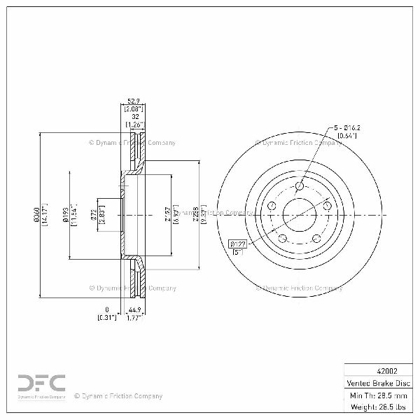 2006-2010 Jeep Grand Cherokee Disc Brake Rotor - Front (Dynamic Friction)