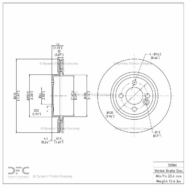 2002-2008 Mini Cooper Disc Brake Rotor - Front (Dynamic Friction)