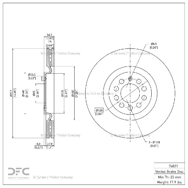 2004-2005 Volkswagen Jetta Disc Brake Rotor - Front (Dynamic Friction)