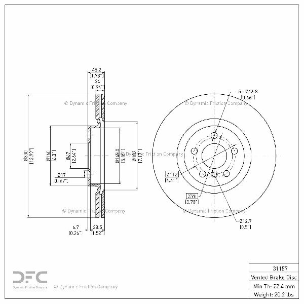 2017-2024 Mini Cooper Countryman Disc Brake Rotor - Front (Dynamic Friction)