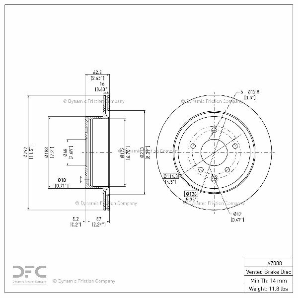 2014-2017 Nissan Juke Disc Brake Rotor - Rear (Dynamic Friction)