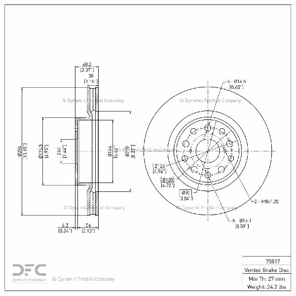 2021-2023 Toyota Mirai Disc Brake Rotor - Front (Dynamic Friction)