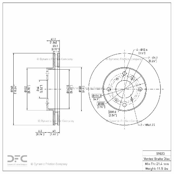 1998-1999 Acura CL Disc Brake Rotor - Front (Dynamic Friction)