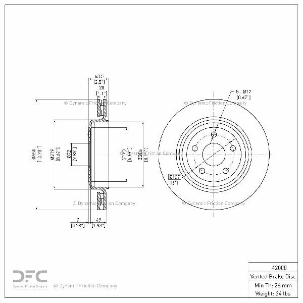 2018-2025 Dodge Durango Disc Brake Rotor - Rear (Dynamic Friction)