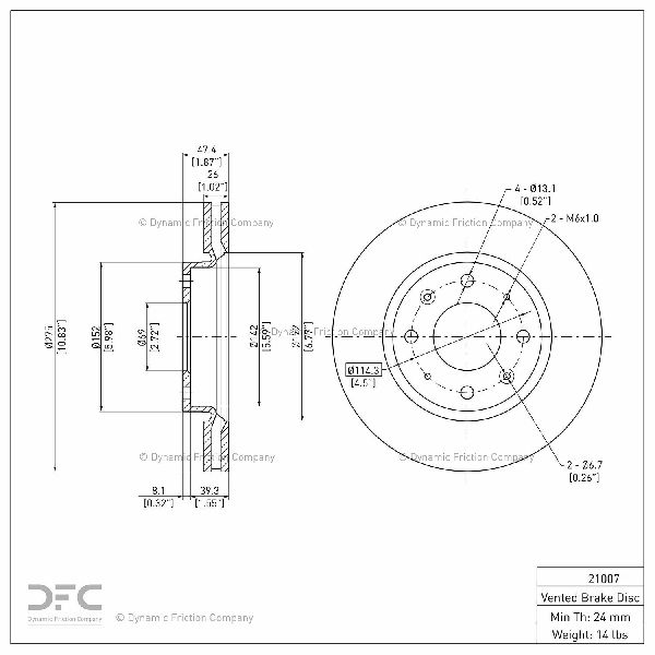 2004-2009 Kia Spectra Disc Brake Rotor - Front (Dynamic Friction)