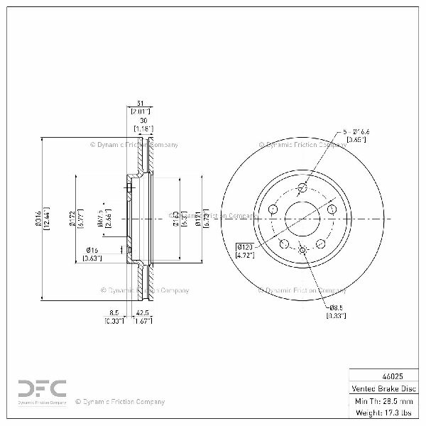 2008-2014 Cadillac CTS Disc Brake Rotor - Front (Dynamic Friction)