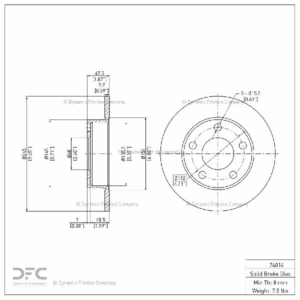 1996-2001 Audi A4 Quattro Disc Brake Rotor - Rear (Dynamic Friction)