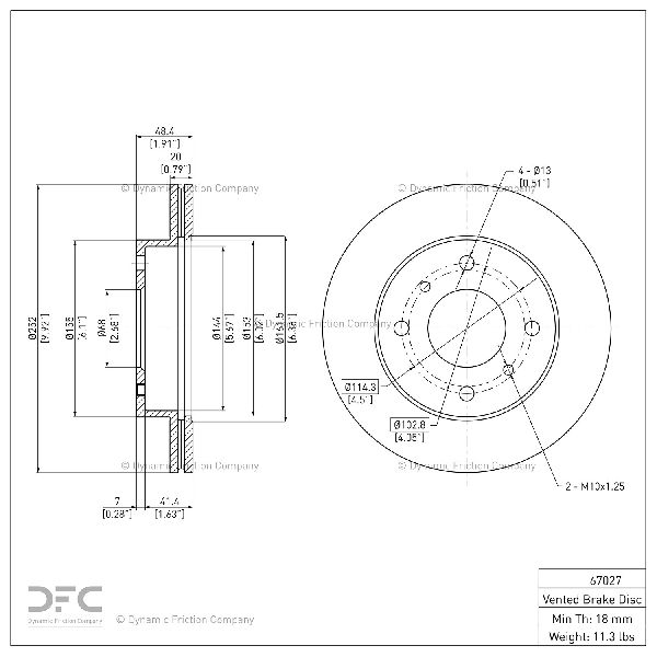 1989-1996 Nissan 240SX Disc Brake Rotor - Front (Dynamic Friction)