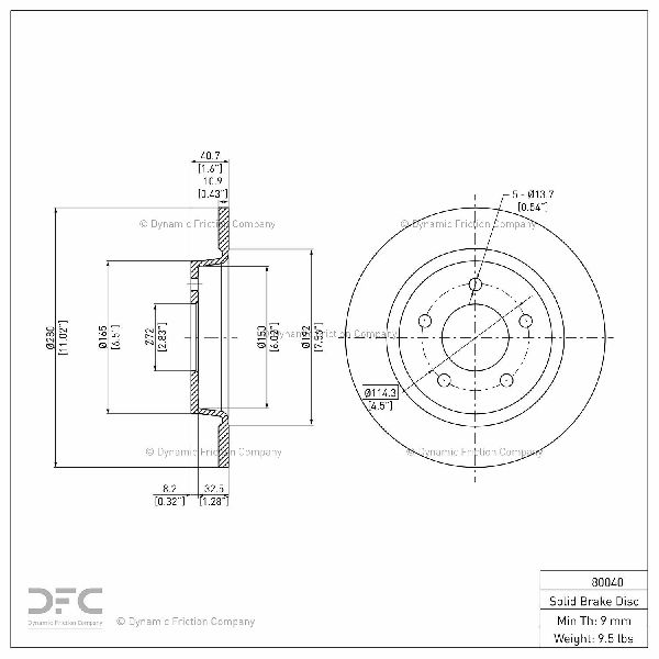2004-2013 Mazda 3 Disc Brake Rotor - Rear (Dynamic Friction)