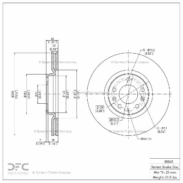 2006-2007 Mazda 6 Disc Brake Rotor - Front (Dynamic Friction)