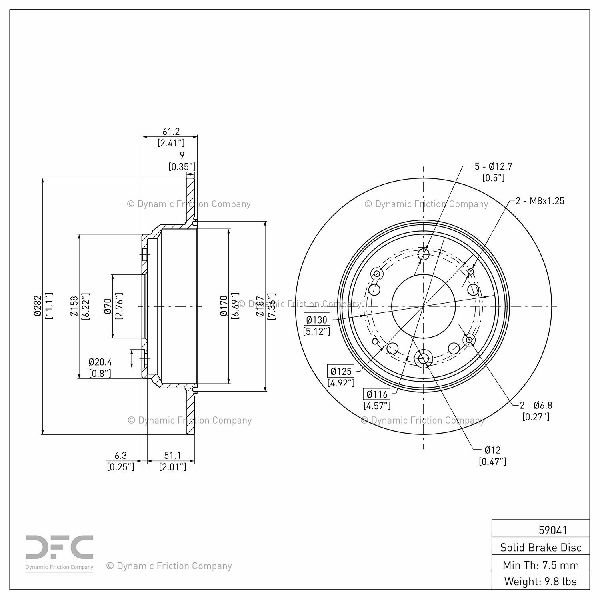 1995-1998 Honda Odyssey Disc Brake Rotor - Rear (Dynamic Friction)