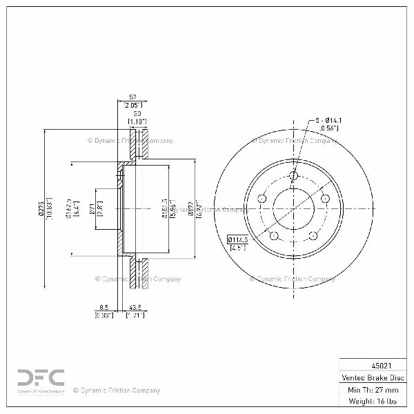 2001-2005 Pontiac Aztek Disc Brake Rotor - Front (Dynamic Friction)