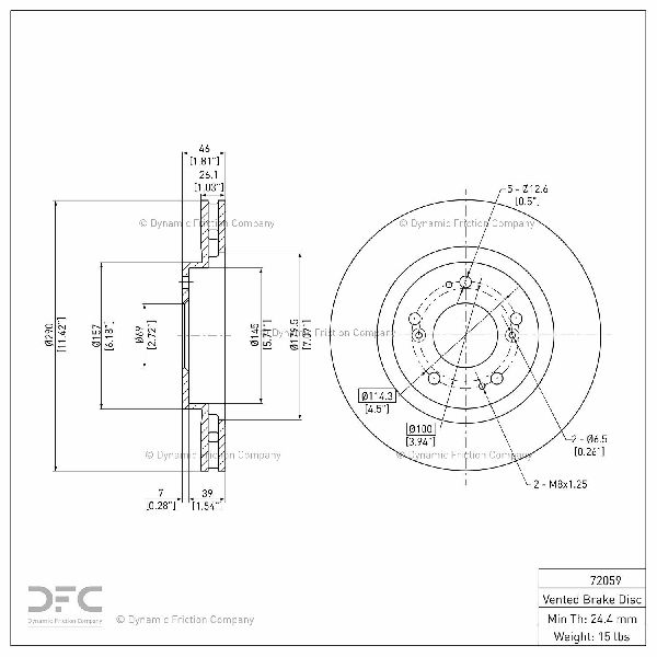 2004-2011 Mitsubishi Endeavor Disc Brake Rotor - Front (Dynamic Friction)