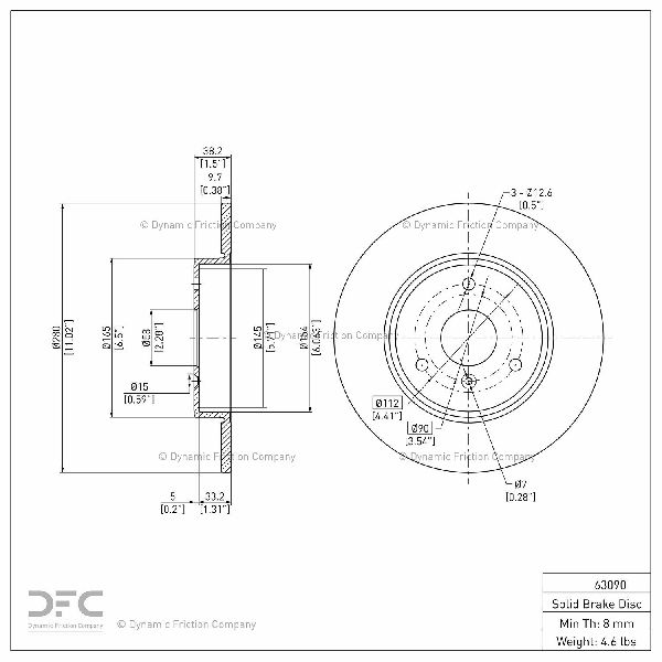 2005-2015 Smart Fortwo Disc Brake Rotor - Front (Dynamic Friction)
