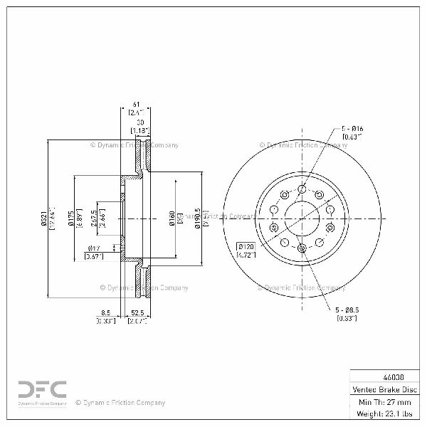 2016-2019 Cadillac CT6 Disc Brake Rotor - Front (Dynamic Friction)