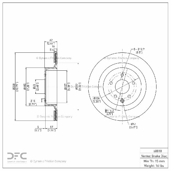 2008-2013 INFINITI G37 Disc Brake Rotor - Rear (Dynamic Friction)