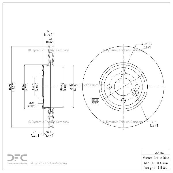 2007-2015 Mini Cooper Disc Brake Rotor - Front (Dynamic Friction)