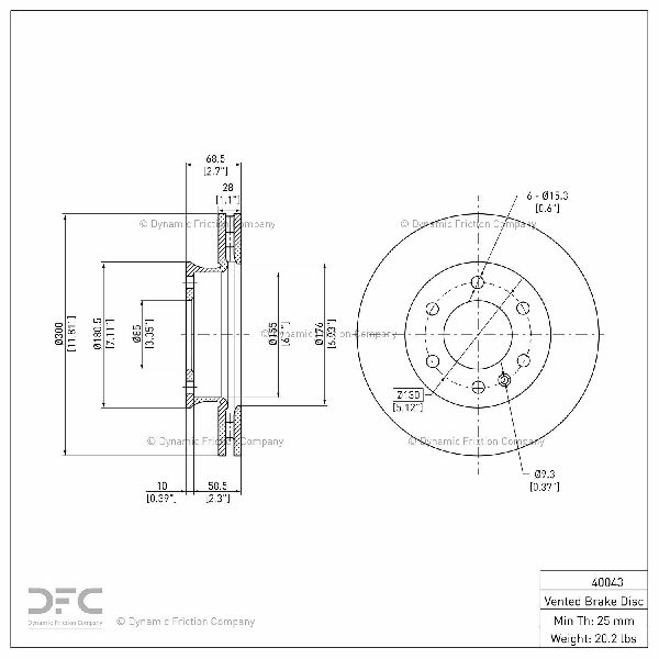 2010-2025 Mercedes-Benz Sprinter 3500 Disc Brake Rotor - Front (Dynamic Friction)