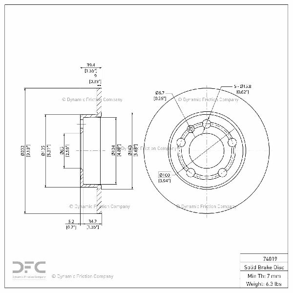 1998-2010 Volkswagen Jetta Disc Brake Rotor - Rear (Dynamic Friction)