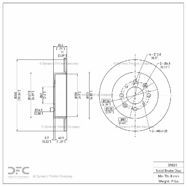2002-2003 Honda Civic Disc Brake Rotor - Rear (Dynamic Friction)