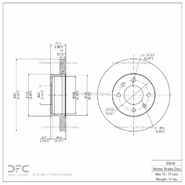 2003-2005 Hyundai Accent Disc Brake Rotor - Front (Dynamic Friction)
