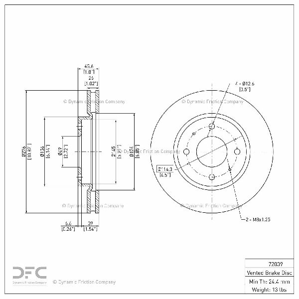 2004 Mitsubishi Lancer Disc Brake Rotor - Front (Dynamic Friction)