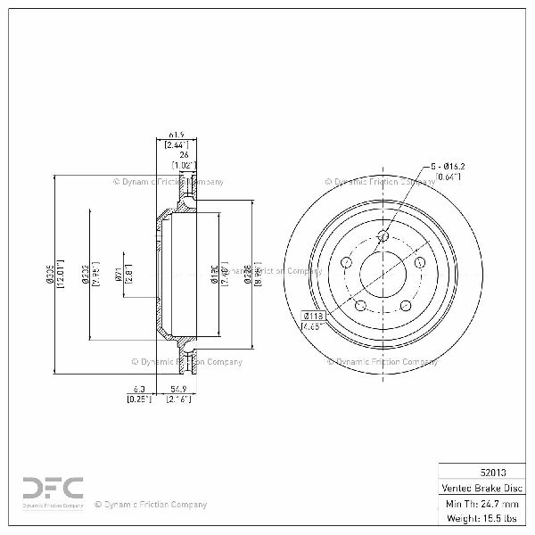 1998-2002 Pontiac Firebird Disc Brake Rotor - Rear (Dynamic Friction)