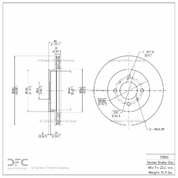 1998-2002 Mitsubishi Mirage Disc Brake Rotor - Front (Dynamic Friction)