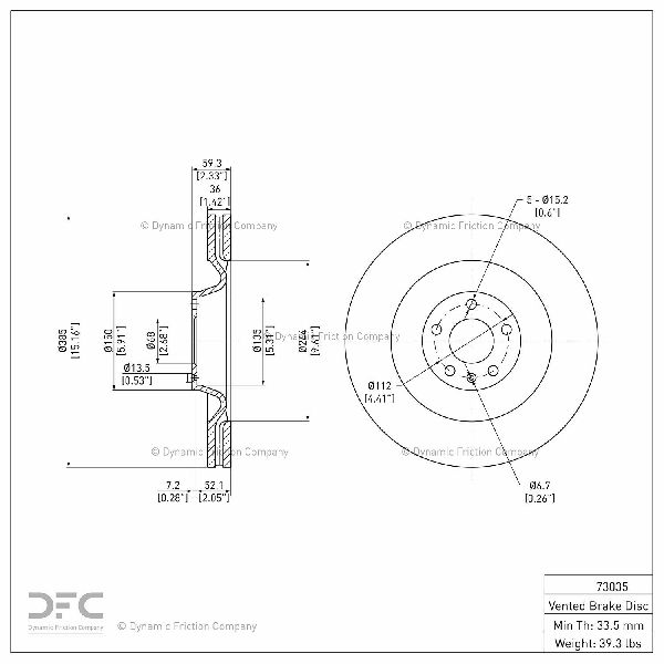 2007-2009 Audi S8 Disc Brake Rotor - Front (Dynamic Friction)