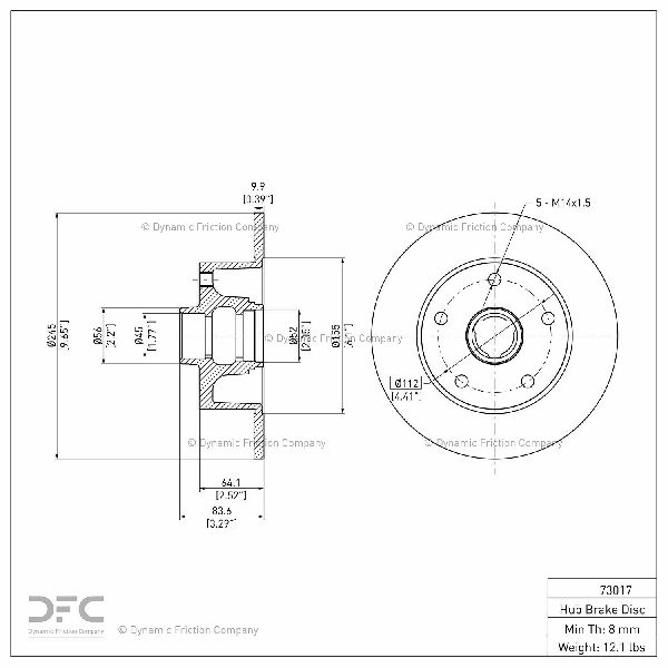 1996-2008 Audi A4 Disc Brake Rotor - Rear (Dynamic Friction)