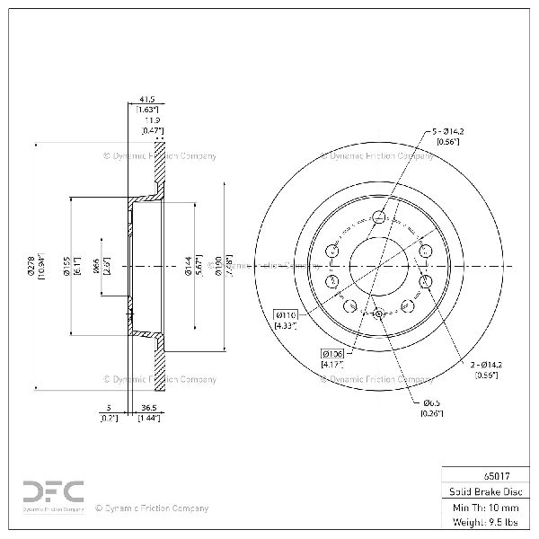 2003-2011 Saab 9-3 Disc Brake Rotor - Rear (Dynamic Friction)