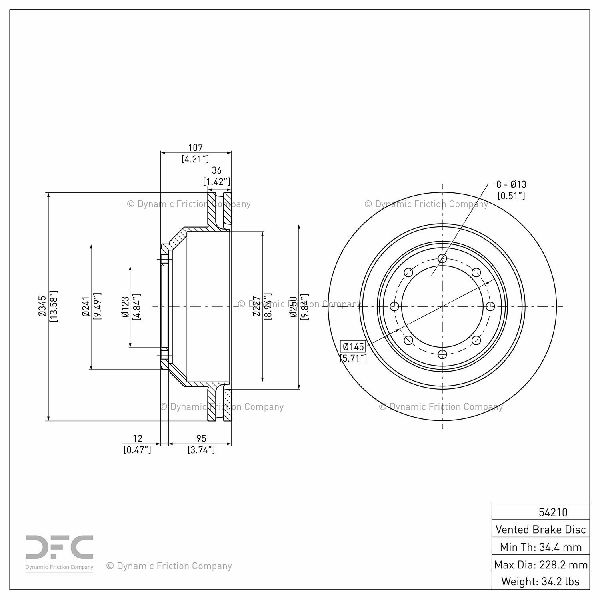 2008-2019 Ford E-350 Super Duty Disc Brake Rotor - Rear (Dynamic Friction)