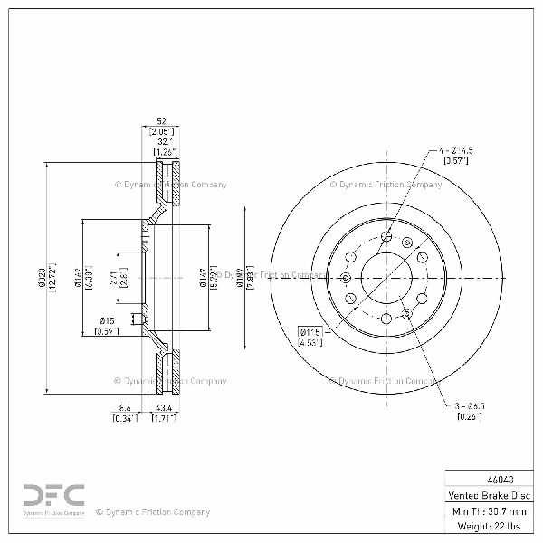 2004-2009 Cadillac SRX Disc Brake Rotor - Front (Dynamic Friction)