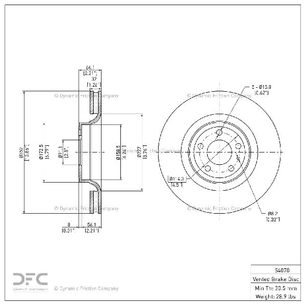 2015-2020 Ford Mustang Disc Brake Rotor - Front (Dynamic Friction)