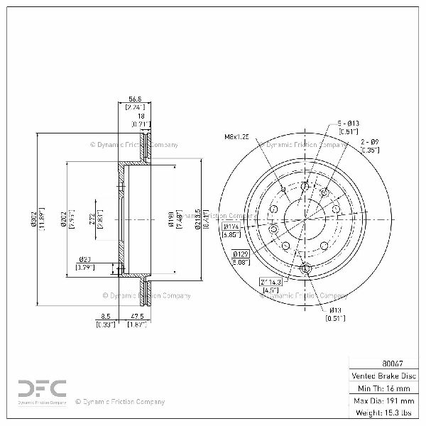 2007-2010 Lincoln MKX Disc Brake Rotor - Rear (Dynamic Friction)
