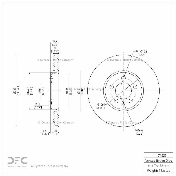 1998-2005 Volkswagen Jetta Disc Brake Rotor - Front (Dynamic Friction)