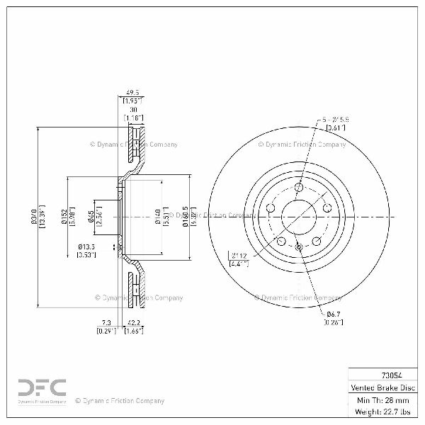 2008-2009 Audi TT Quattro Disc Brake Rotor - Front (Dynamic Friction)