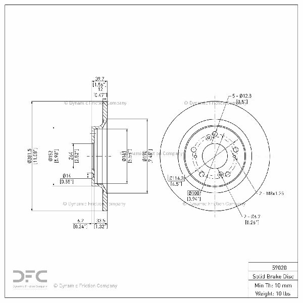 2000-2009 Honda S2000 Disc Brake Rotor - Rear (Dynamic Friction)