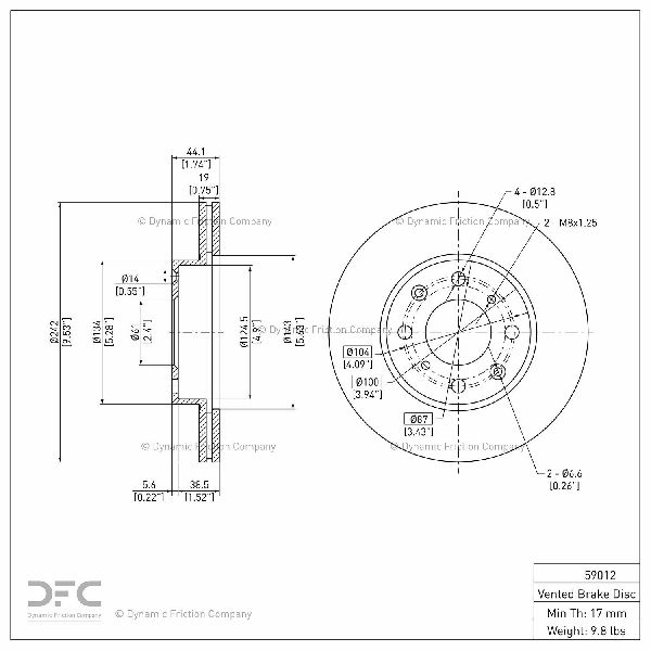 1988-1991 Honda Civic Disc Brake Rotor - Front (Dynamic Friction)